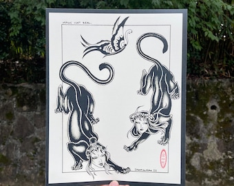 Sphinx Hand Drawn 11x14" Tattoo Flash Print