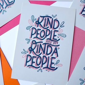 A6 Kind People Postcard Positivity Gifts Postcard Print Cute Print Positive Quotes Positive Print Typography Wall Decor image 5