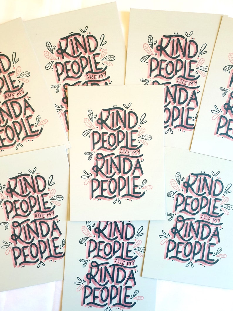 A6 Kind People Postcard Positivity Gifts Postcard Print Cute Print Positive Quotes Positive Print Typography Wall Decor image 8