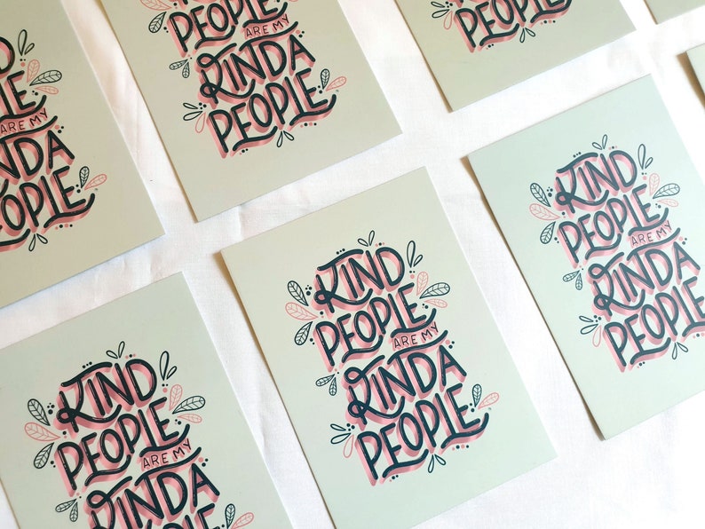 A6 Kind People Postcard Positivity Gifts Postcard Print Cute Print Positive Quotes Positive Print Typography Wall Decor image 7