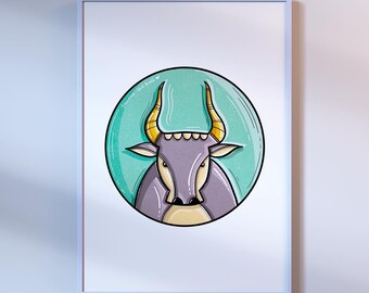 Taurus Astrology Print | Zodiac Prints | Taurus Zodiac | Horoscope Poster | Unique Gift | A5 & A4 | Zodiac Wall Art | Star Signs | The Bull