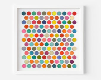 Original 3D Artwork, Abstract Dots Wall Art, Geometric Collage Art, Colour Study Abstract Art, Mixed Media Collage, Colourful Wall Art