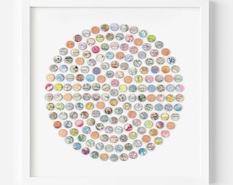 Original 3D Map Dot artwork, Wall Art Collage, Geometric Wall Decor, Modern framed collage art, Ready to hang art, Map art, Copper Leaf