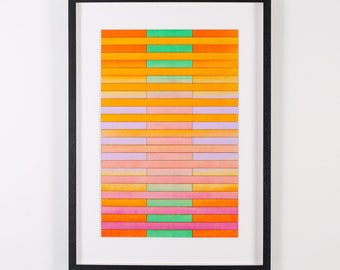 Giclee Print, Limited edition Print, Wall Art, Large scale Abstract Print, Geometric Artwork, Yellow Orange Pink Green, Wall Art Decor