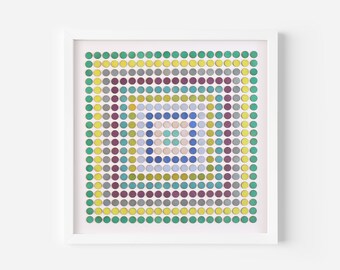Original Abstract Dot Artwork, 3d Wall Art Dots Collage, Geometric spot painting, original 3D collage colour study, Framed art