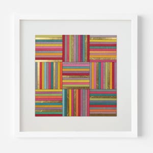 Original Stripe Painting, 50cm Framed Abstract Wall Art, Colour Study ...