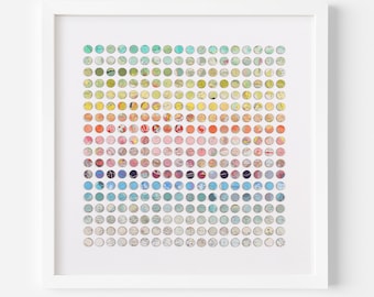 324 Map Rainbow Dots original artwork, Ready To Hang Art, Framed Art, 3d Dot Art, Paper & Wood Panel Collage - Abstract Geometric Wall Art
