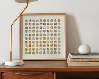Italy Map Dots Artwork, 3D mixed Media Collage, Original Paper and wood Spot Wall Art