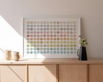 Map Dot Original 3d paper Wall Art collage, 150 Rainbow Dots Artwork, Abstract Geometric
