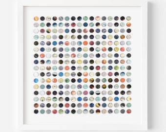 Original 3D Dot Collage Wall Art, Space Original Paper and Wood Collage, Ready to Hang Wall Art, Outer space Maps & Charts Spot Collage