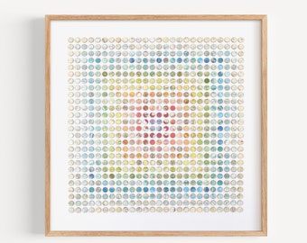 324 Map Rainbow Dots original artwork, Ready To Hang Art, Framed Art, 3d Dot Art, Paper & Wood Panel Collage - Abstract Geometric Wall Art