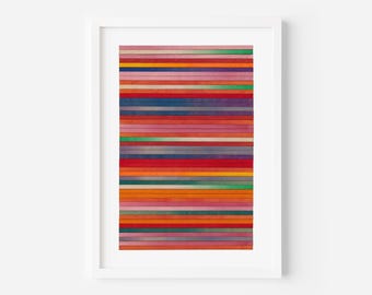 Giclee Print, Limited edition Print, Wall Art, Abstract Print, Geometric Artwork, Orange Red Stripe, Wall Art Decor