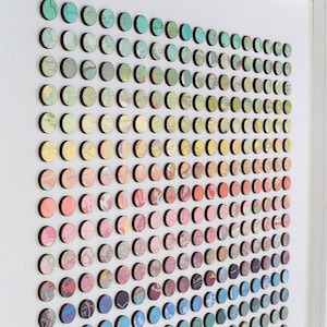 324 Map Rainbow Dots original Kunstwerk - 3d flecken Papier und Holz Collage - Abstrakte geometrische Wandkunst