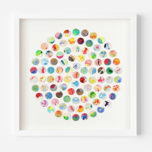 Original Abstract Marble Paper Dots Artwork, Brightly Coloured 3D Paper Collage, Geometric Art, Wall Art, Mixed Media Art, Home Decor Gift image 1