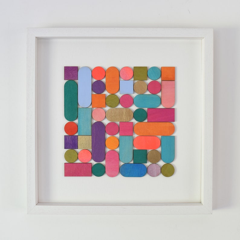 Abstract Colour Block 3D Collage Painting, Original Wall Art, Mixed Media Collage, 3D Collage, Brightly Coloured Abstract geometric Wall Art image 1