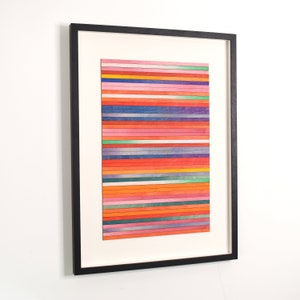 Original Art, Striped wall Art, Minimalist artwork, Large scale Painting, Blue & Orange Stripe Painting, Abstract Geometric 3D Artwork Vertical