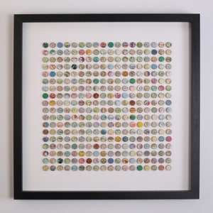 Original Wall Art, Map Dots Artwork, Mixed Media Collage, 3d Collage, Spot Art, Abstract geometric wall art - Large Wall Art