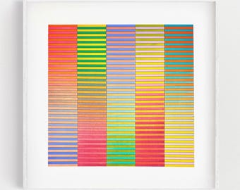 Ombre Stripe Geometric wall art, Original Abstract Artwork, Acrylic Painting, Ready to Hang Art, Bold Statement Art, Modern Home Decor