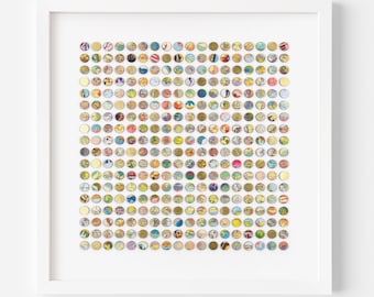 324 Map Dots original artwork, Ready To Hang Art, Framed Art, 3d Dot Art, Paper & Wood Panel Collage, Abstract Geometric Wall Art