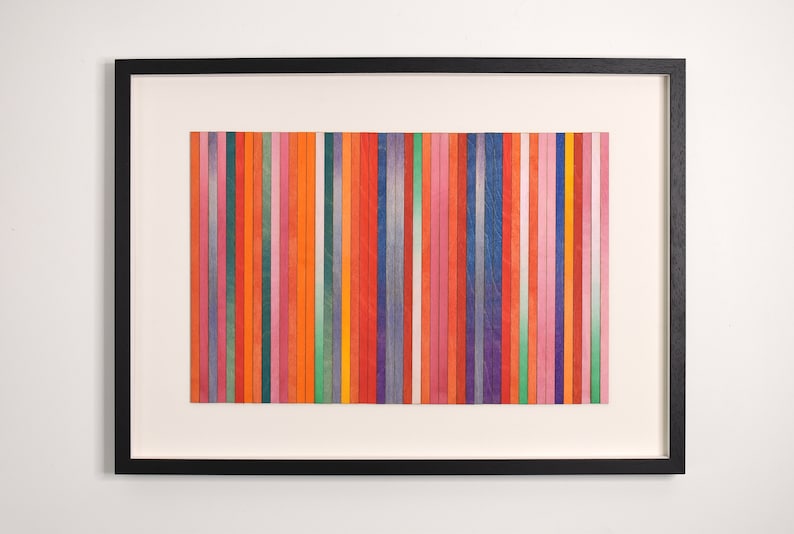 Original Art, Striped wall Art, Minimalist artwork, Large scale Painting, Blue & Orange Stripe Painting, Abstract Geometric 3D Artwork image 9