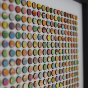 Colourful Wall Art Collage - Original 3D Modern framed collage art - Affordable abstract art - 324 paper dots