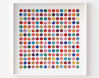 Original 3D mIxed Media Splash Dots Painting, Wall Art, Brightly Coloured Artwork, Abstract Geometric Painting, Spot Art