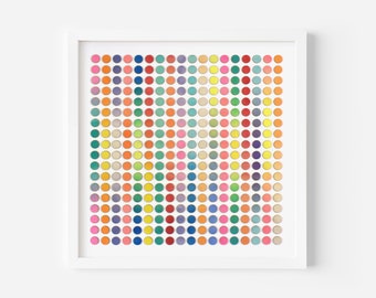 Original 3D Dots Painting, Original Large Scale Wall Art, Brightly Coloured Artwork, Abstract Geometric Painting, Mixed Media Spots Stripe