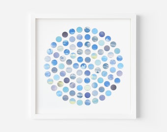 Original Sky & Cloud 3D Art, Dot Collage Artwork Geometric, Sky Clouds Vintage book Artwork, Original Wall Art, Paper Collage
