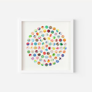Original Abstract Marble Paper Dots Artwork, Brightly Coloured 3D Paper Collage, Geometric Art, Wall Art, Mixed Media Art, Home Decor Gift image 2