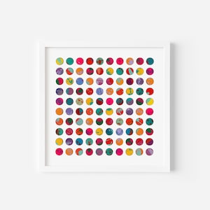 Splash Dots with Lavender Artwork Giclee Print, Wall Art Dots Collage Print, , Spot Artwork, Fine Art Print