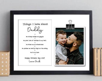 Regalo personalizado para el Día del Padre. Lámina con la frase "Por qué amo a mi papá". Regalo para mamá de parte del bebé/niño. Regalo especial para mamá. Recuerdo de cumpleaños para la abuela o el abuelo.