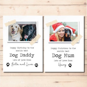 Dad card from the dog, best dog dad birthday card, personalised dog mum card from pet. Custom photo, cat daddy mummy. Dog sitter walker.