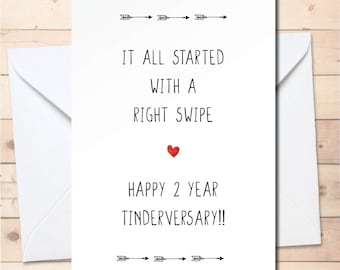 Cartão de aniversário de namoro online, cartão personalizado de aniversário do Tinder, namorado, namorada, esposa, marido. Jogo de palavras com o Tinder, engraçado, romântico, divertido.