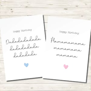 Tarjeta de cumpleaños para papá de bebé/niño pequeño. Tarjeta sentimental para mamá. Tarjeta personalizada de recuerdo para papá, mamá e hijo. Divertida abuela Dadada.