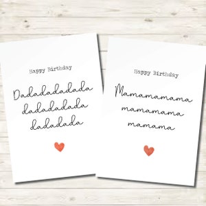 Dada birthday day card from baby / toddler. Sentimental mummy card. Personalised dad mama keepsake card son daughter. Funny Dadadada nana