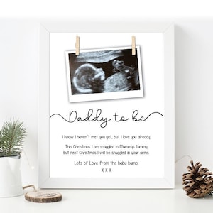 Daddy to be gift from baby bump, personalised mum to be birthday present, unborn baby, pregnancy announcement scan pic keepsake. Grandad Nan