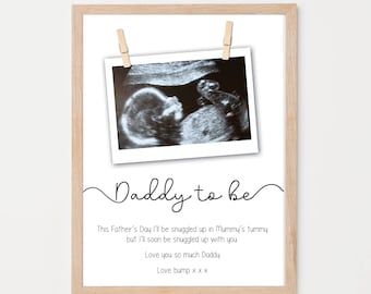 Daddy to be fathers day gift from baby bump, personalised mummy to be birthday present, pregnancy announcement, scan picture keepsake Nan