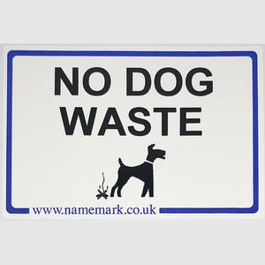 Namemark geen hondenpoep waterdichte vinyl sticker op vuilnisbak | 150 mm x 100 mm | 1 etiket | Met krasbestendige overlay