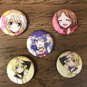 Vocaloid 1&quot; Buttons (2nd Set): Rin, Len, Meiko, Una, Yuu