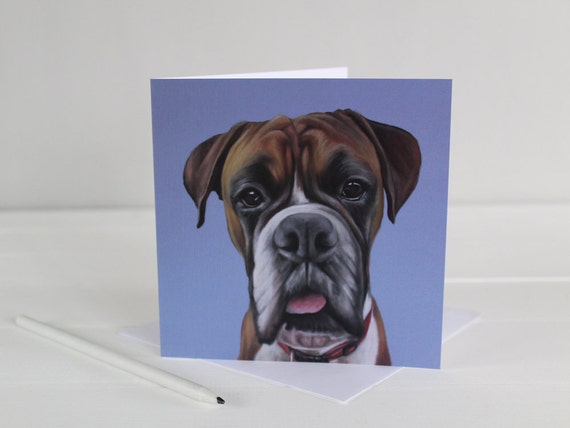 Boxer Dog Card Blank inside Greeting Card with Envelope