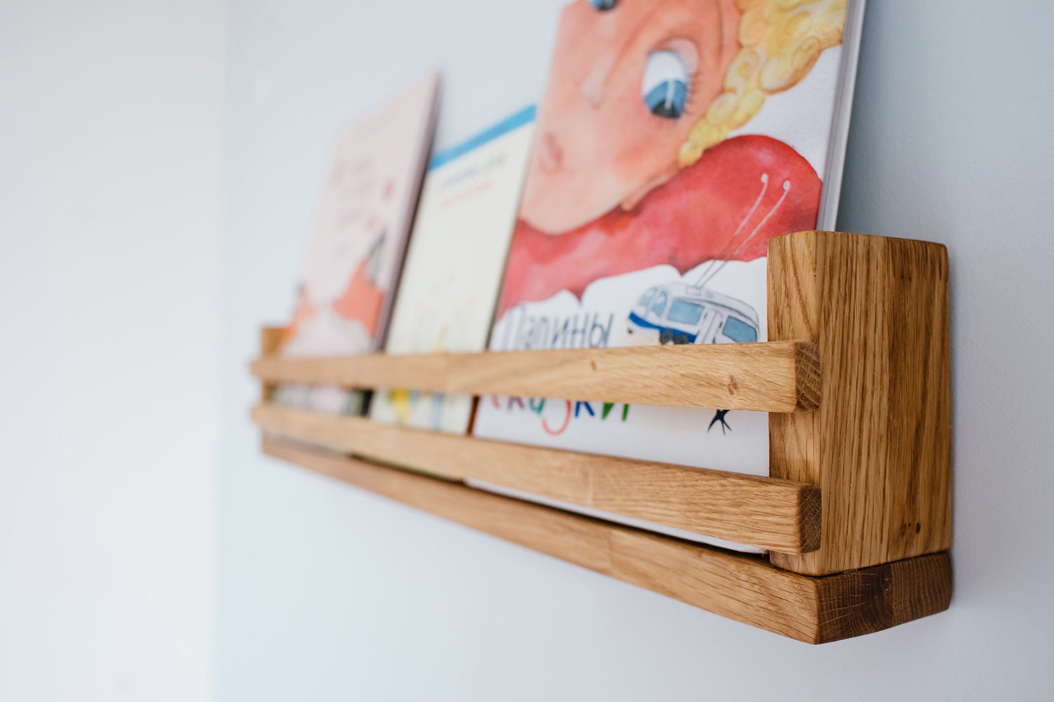 Children's book wall shelf Wooden bookshelf Floating Etsy
