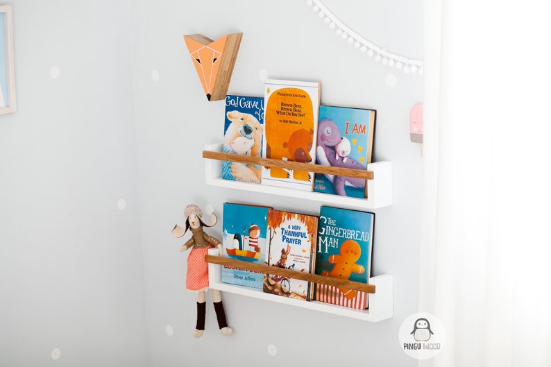 Two Bookshelves Children's Book Wall Shelf Nursery Wall Etsy