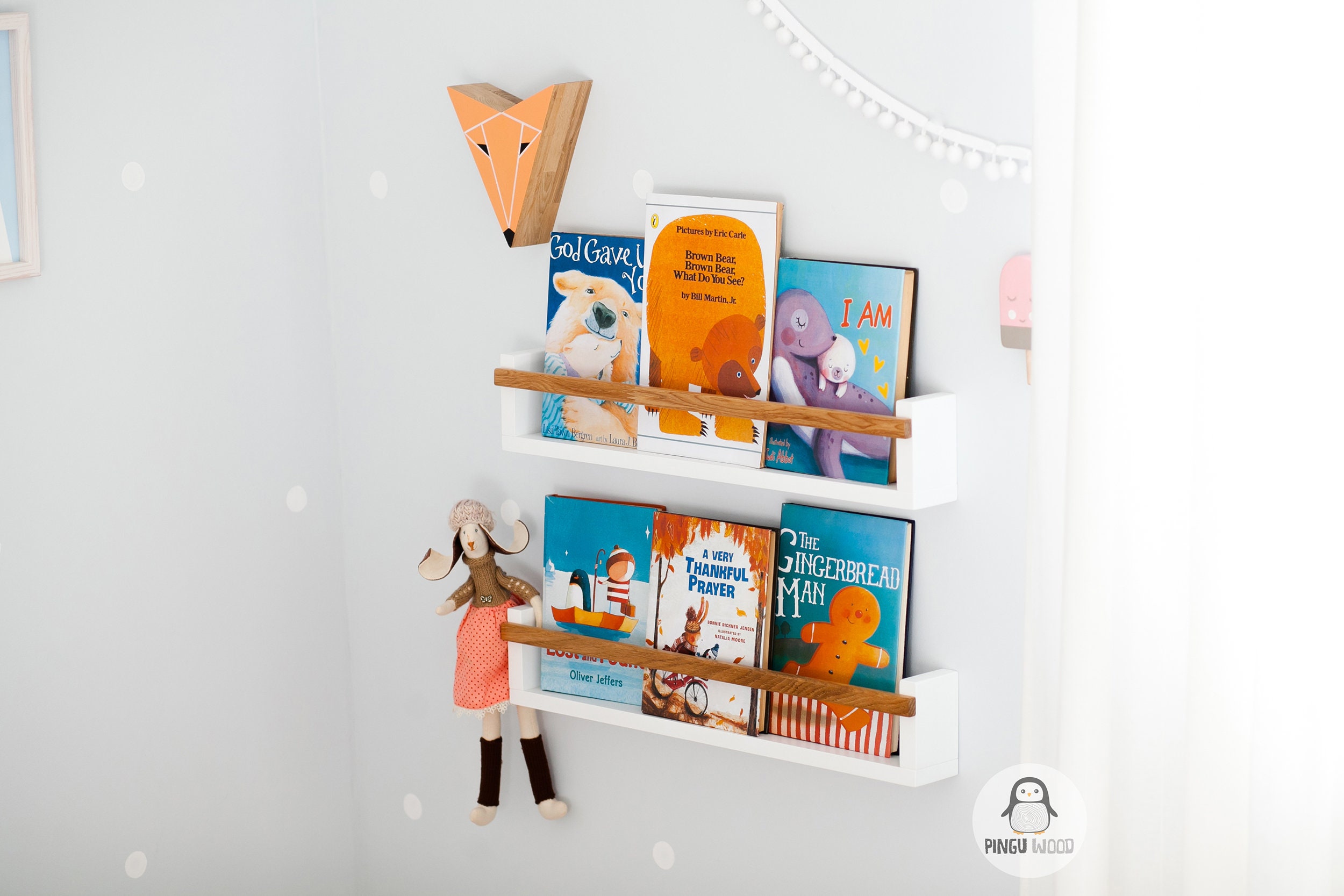 Two Bookshelves Children's Book Wall Shelf Nursery Wall Etsy
