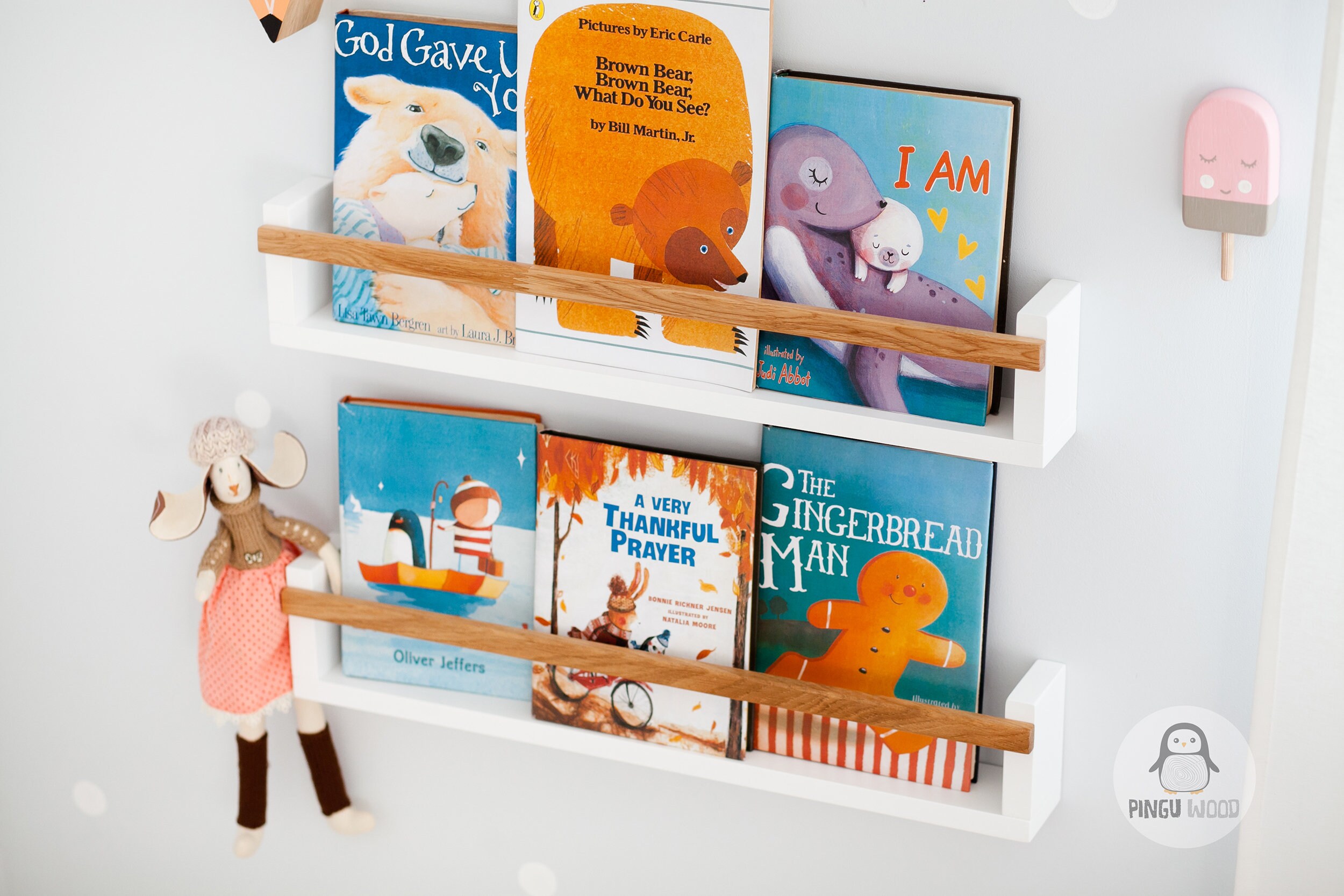 Two Bookshelves Children's Book Wall Shelf Nursery Wall Etsy