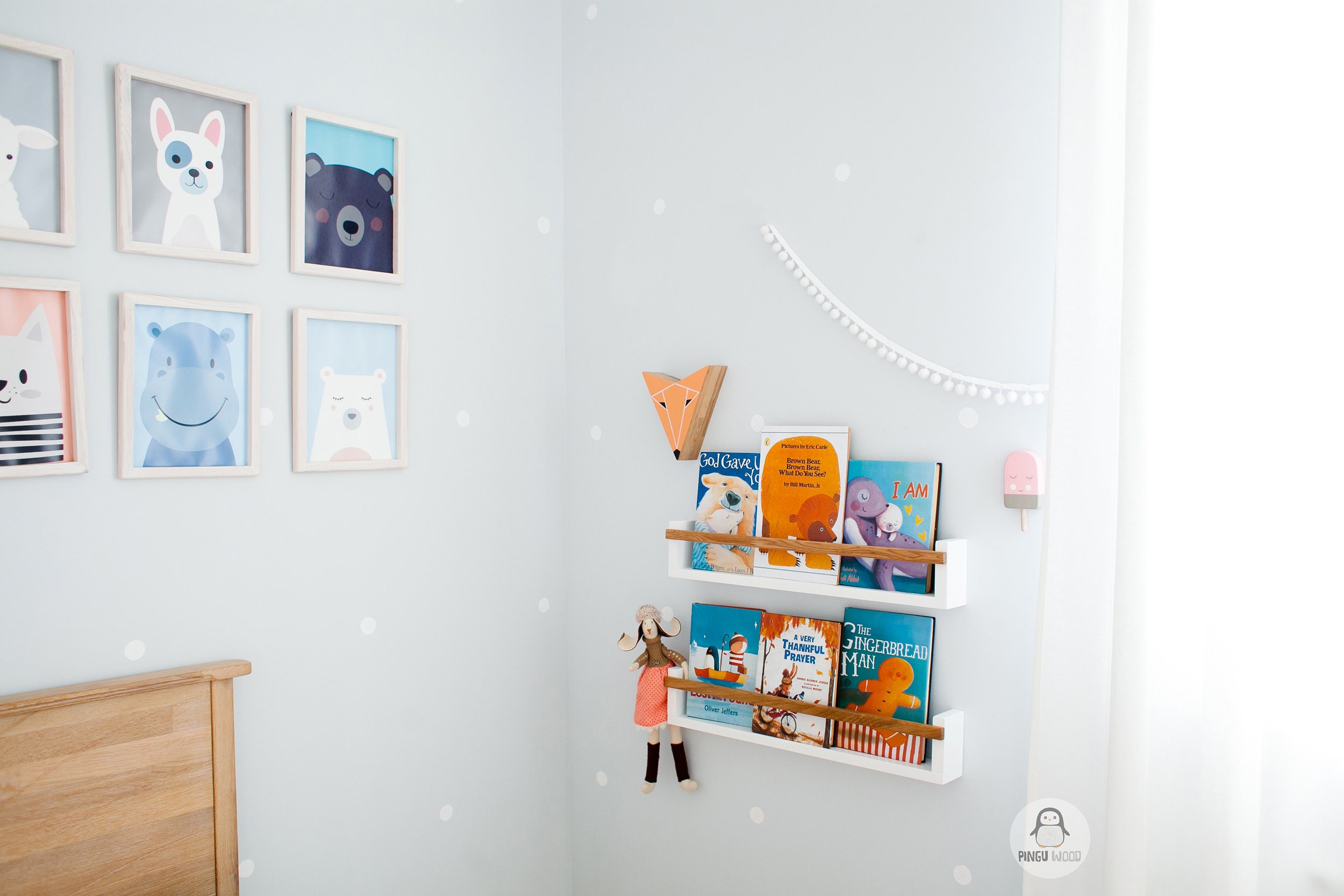 Two Bookshelves Children's Book Wall Shelf Nursery Wall Etsy