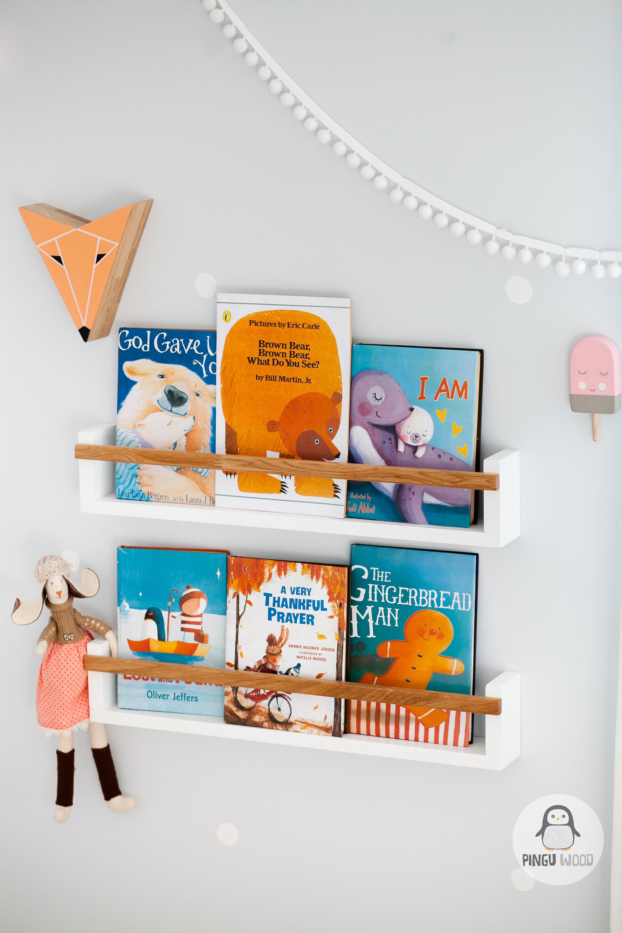 Two Bookshelves Children's Book Wall Shelf Nursery Wall Etsy