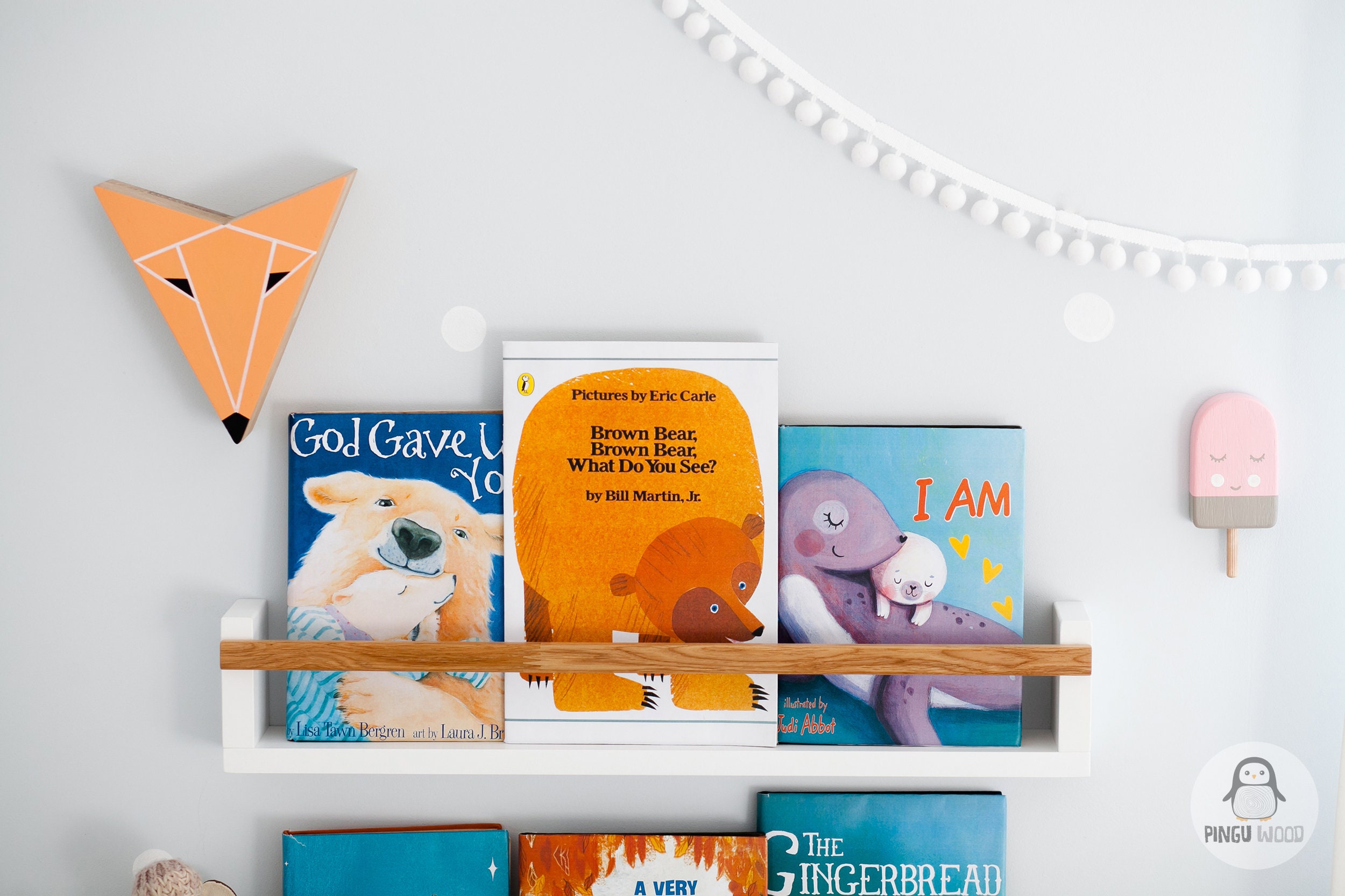 Two Bookshelves Children's Book Wall Shelf Nursery Wall Etsy