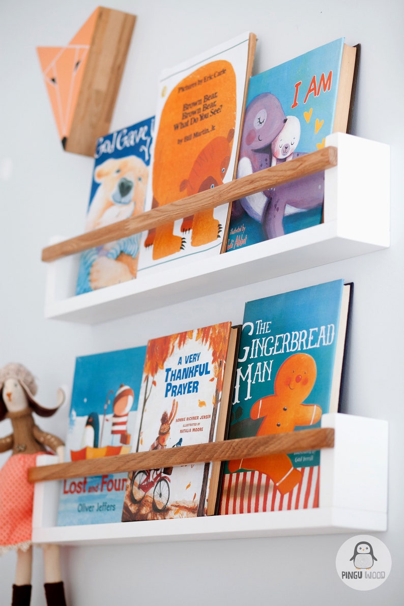 Two Bookshelves Children's Book Wall Shelf Nursery Wall Etsy