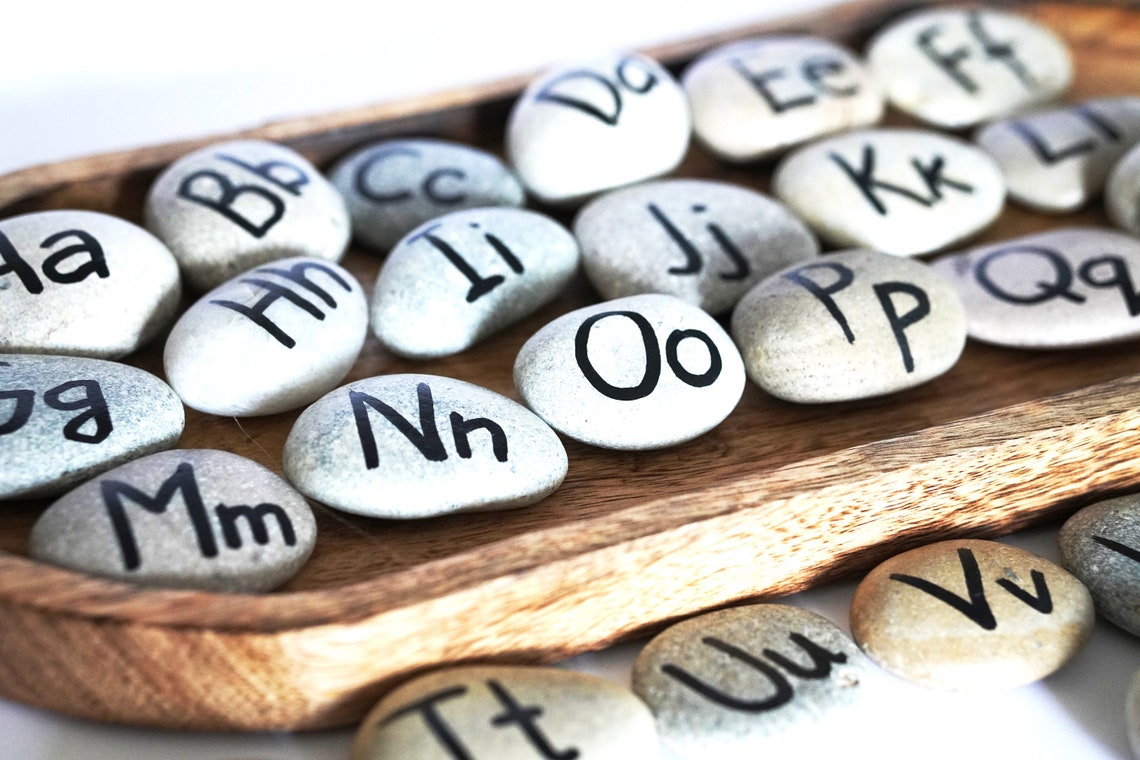 Natural Alphabet Rocks English Alphabet Stones - Etsy