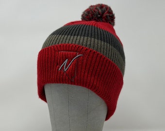 Nevadical Logo Beanie - Red/Grey Stripe